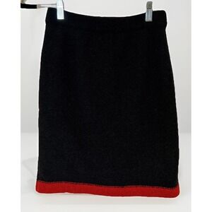 Boutique Moschino Womens Pencil Skirt Sz 4  Black‎ Wool Boucle Stretch Sporty